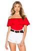 view 1 of 3 Ruffle Off Shoulder Top in Perfect Red