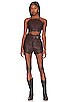 view 5 of 6 Sara Embroidered Faux Leather Short in Chocolate Brown