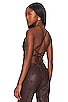 view 1 of 6 Sara Embroidered Faux Leather Top in Chocolate Brown