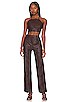 view 5 of 6 Sara Embroidered Faux Leather Top in Chocolate Brown