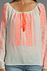 view 3 of 4 Adele Embroidered Crinkle Gauze Blouse in Milk & Coral