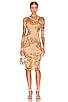 view 1 of 3 Bodycon Midi Dress in Cream & Gold