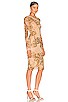 view 2 of 3 Bodycon Midi Dress in Cream & Gold