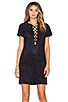 view 1 of 4 Faux Suede Lace Up Dress in Black