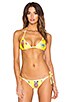 view 1 of 5 Emoji Reversible Triangle Bikini Top in Yellow Daisy