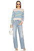 view 4 of 4 Featherweight Striped Crewneck in Sandstone & Cabana Blue