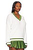 view 4 of 8 Oversized Sweater in Optic White & Court Green