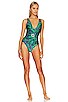 view 1 of 3 TIGGY PLUNGE CIRCLE LINK 원피스 in Navy & Green Paisley