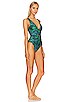 view 2 of 3 TIGGY PLUNGE CIRCLE LINK 원피스 in Navy & Green Paisley