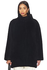 Shearling High Neck Mid Length Jacket - thumbnail 4