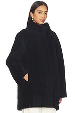 Shearling High Neck Mid Length Jacket - thumbnail 6