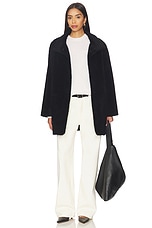 Shearling High Neck Mid Length Jacket - thumbnail 8