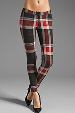 AGAIN Harding Stretch Lowrise Skinny Pant in Red Flannel
