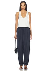 Millicent Satin Trouser in Navy - thumbnail 8