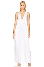 Product image of Alice + Olivia Myrtle Low V-neck Wide Jumpsuit. Click to view full details