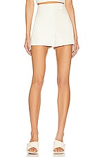 Product image of Alice + Olivia Mara Faux Leather Crossover Clean Short. Click to view full details