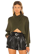 Product image of Alice + Olivia Mora Twist Cropped Long Sleeve Pullover. Click to view full details