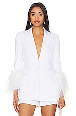 Product image of Alice + Olivia Yona Boxy Feather Blazer. Click to view full details