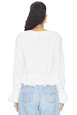 Skye Lace Applique V Neck Ruffle Cropped Blouse - thumbnail 6