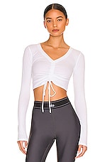 Product image of alo Ribbed Cinch Cropped Top. Click to view full details