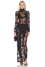Tessa Lace Turtleneck Openback Jumpsuit - thumbnail 4
