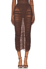 Ruched Mesh Midi Skirt