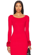 Red Top With Handmade Knit Cuffs