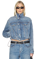 Denim Track Jacket With Embossed Logo Panel - thumbnail 5