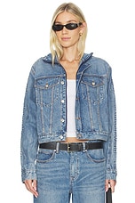 Denim Track Jacket With Embossed Logo Panel - thumbnail 6