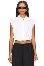 Cropped Sleeveless Button Down With Piping