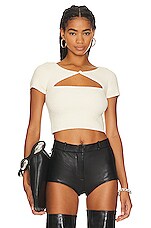 Product image of Alexander Wang Boucle V Neck Cut Out Tee. Click to view full details