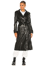 Bardot Vegan Leather Trench Coat in Black | REVOLVE