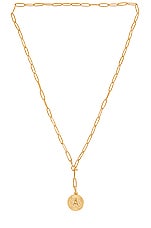 Product image of BRACHA Initial Medallion Lariat Necklace. Click to view full details