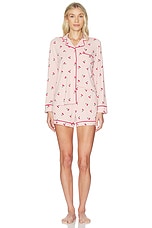 Malibu Collection Ultra Soft Jersey Cherry Print Pajama Set - thumbnail 4