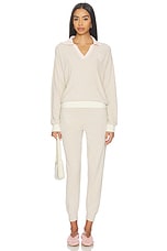 Cozy Chic Ultra Lite Color Block Heart Collared Pullover - thumbnail 7