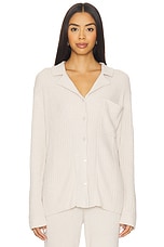 CozyChic Ultra Lite Lurex Rib Button Front Shirt - thumbnail 3