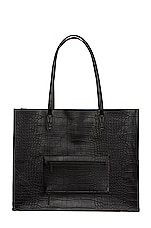 BEIS The Large Work Tote in Black Croc | REVOLVE