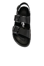 BIRKENSTOCK Milano Exquisite Chunky Sandal in Black Leather | REVOLVE