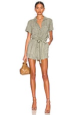 Product image of Bella Dahl Rolled Hem Utility Romper. Click to view full details