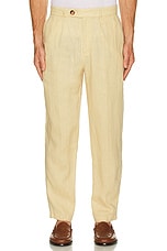 Bound Smart Pleat Linen Trousers in Maize Yellow | REVOLVE
