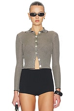 Micro Stripe Long Sleeve Cardigan - thumbnail 4