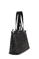 Clare V. Le Zip Sac Bag in Black Woven Zig Zag | REVOLVE