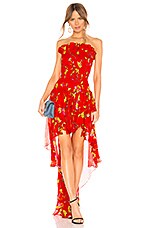 CAROLINE CONSTAS Lola Smocked Dress in Red Multi | REVOLVE