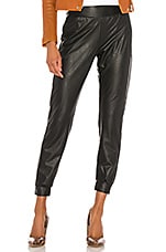 black leather joggers womens