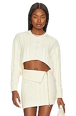 Camila Coelho Carmen Cropped Cable Crew in Ivory | REVOLVE