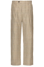 Plaid Linen Pleated Trouser