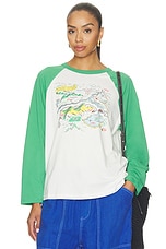 Map Of Nowhere Oversized Raglan Long Sleeve Top in Briar Combo - thumbnail 4