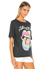 DAYDREAMER Rolling Stones Tie Dye Tongue Boyfriend Tee in Vintage Black ...