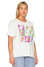 DAYDREAMER Rolling Stones 9 Licks Boyfriend Tee in Vintage White | REVOLVE
