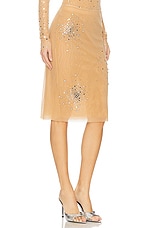 Des Phemmes Crystal Midi Skirt in Nude | REVOLVE